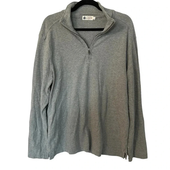 J. Crew Men's Light Gray Long Sleeve 1/4 Zip Cotton Pullover Size M GUC - Picture 1 of 6